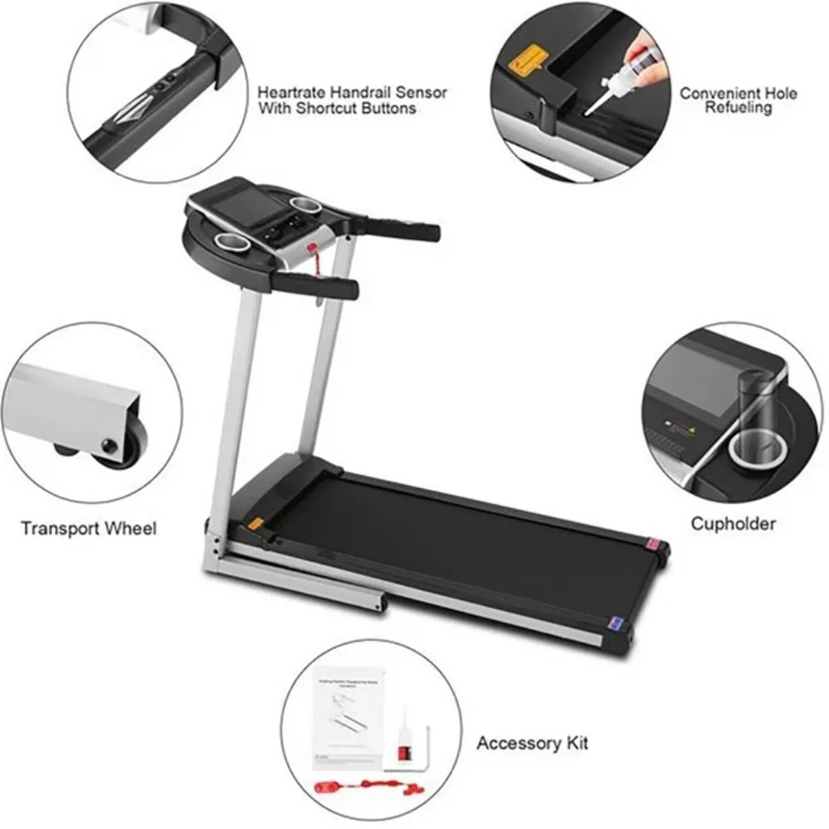 Silver Treadmill with 10 HD Touchscreen and 36 Preset Programs U8210