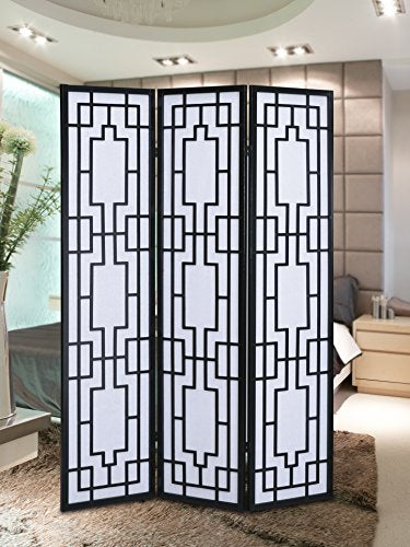 Black 3 Panel Room Divider Screen C438
