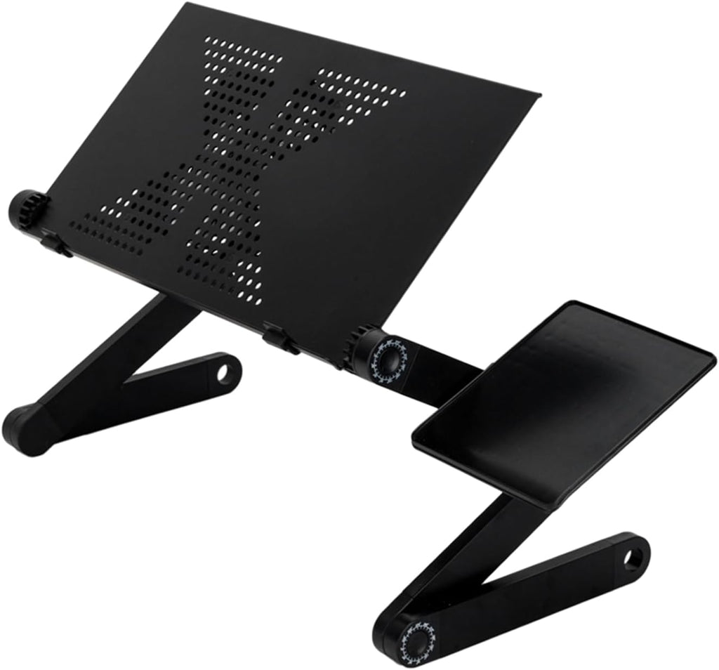 Black Adjustable Aluminum Laptop Stand Lap Desk with Mouse Pad U5176