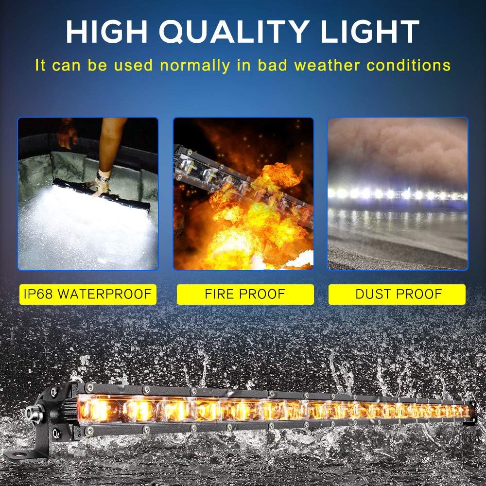 26 inch Slim Single Row LED Light Bar with Mounting Brackets Y3801