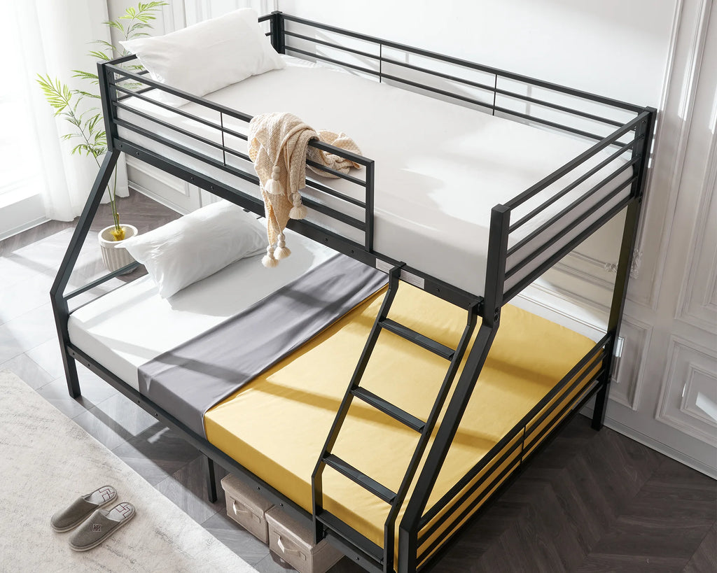Twin over Full Metal Bunk Bed with Ladder and Guardrail R575938