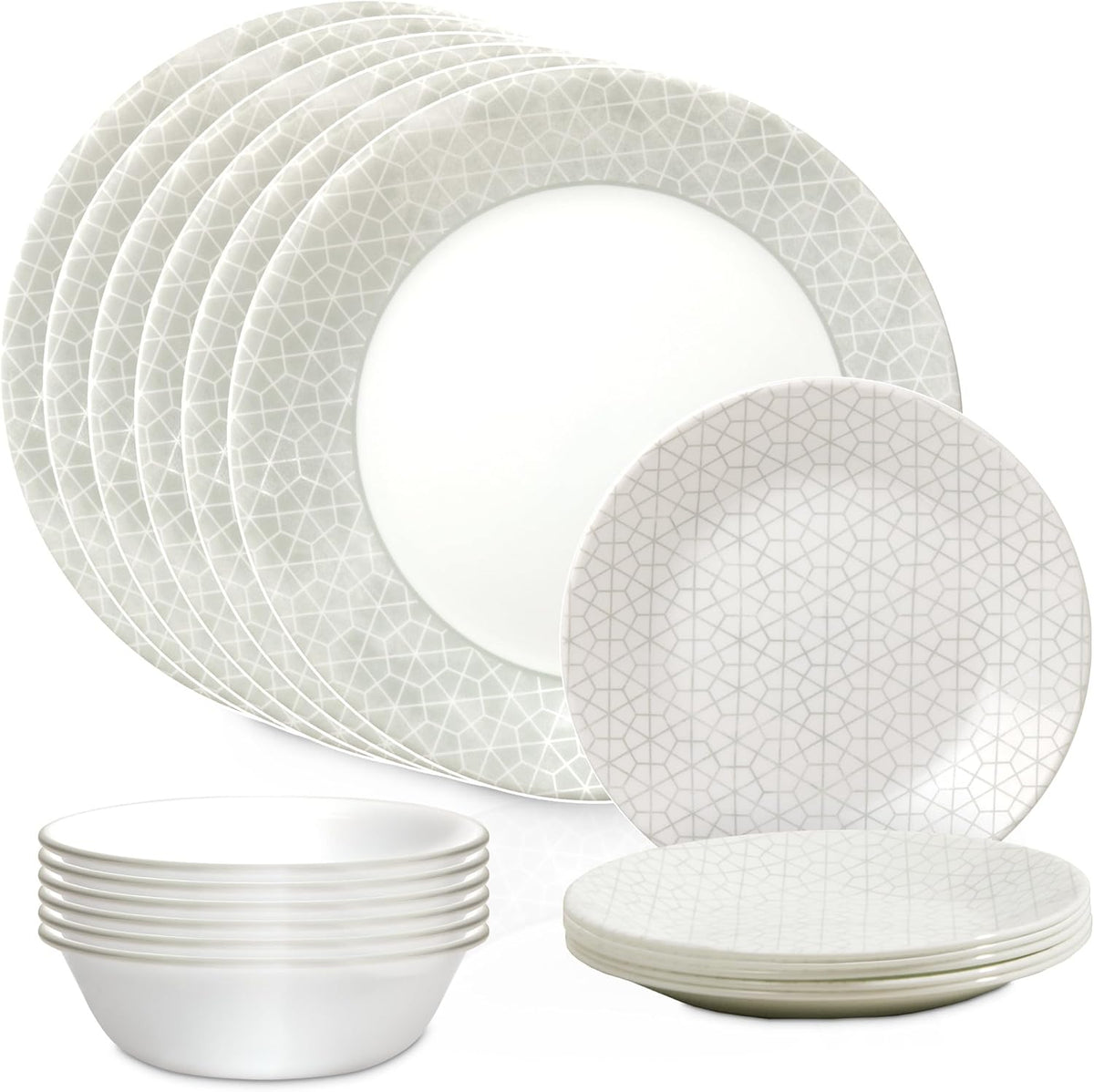 18 Piece Glass Dinnerware Set, Service for 6 Y9588