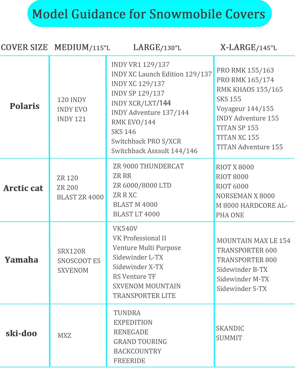 Waterproof Snowmobile Cover Fit up to 115 L22770