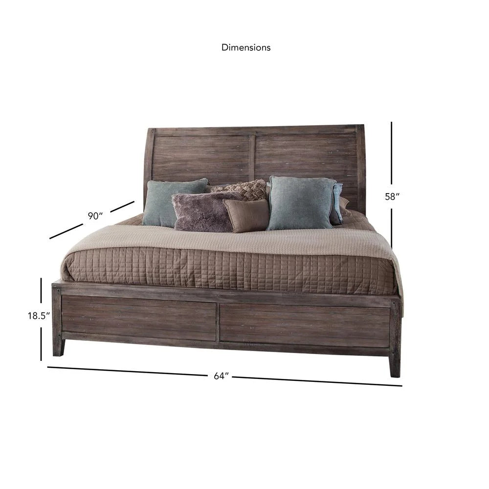 Weathered Gray Wood Queen Sleigh Bed I109
