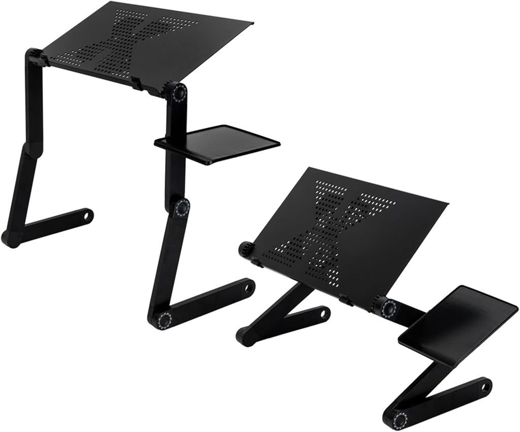Black Adjustable Aluminum Laptop Stand Lap Desk with Mouse Pad U5176
