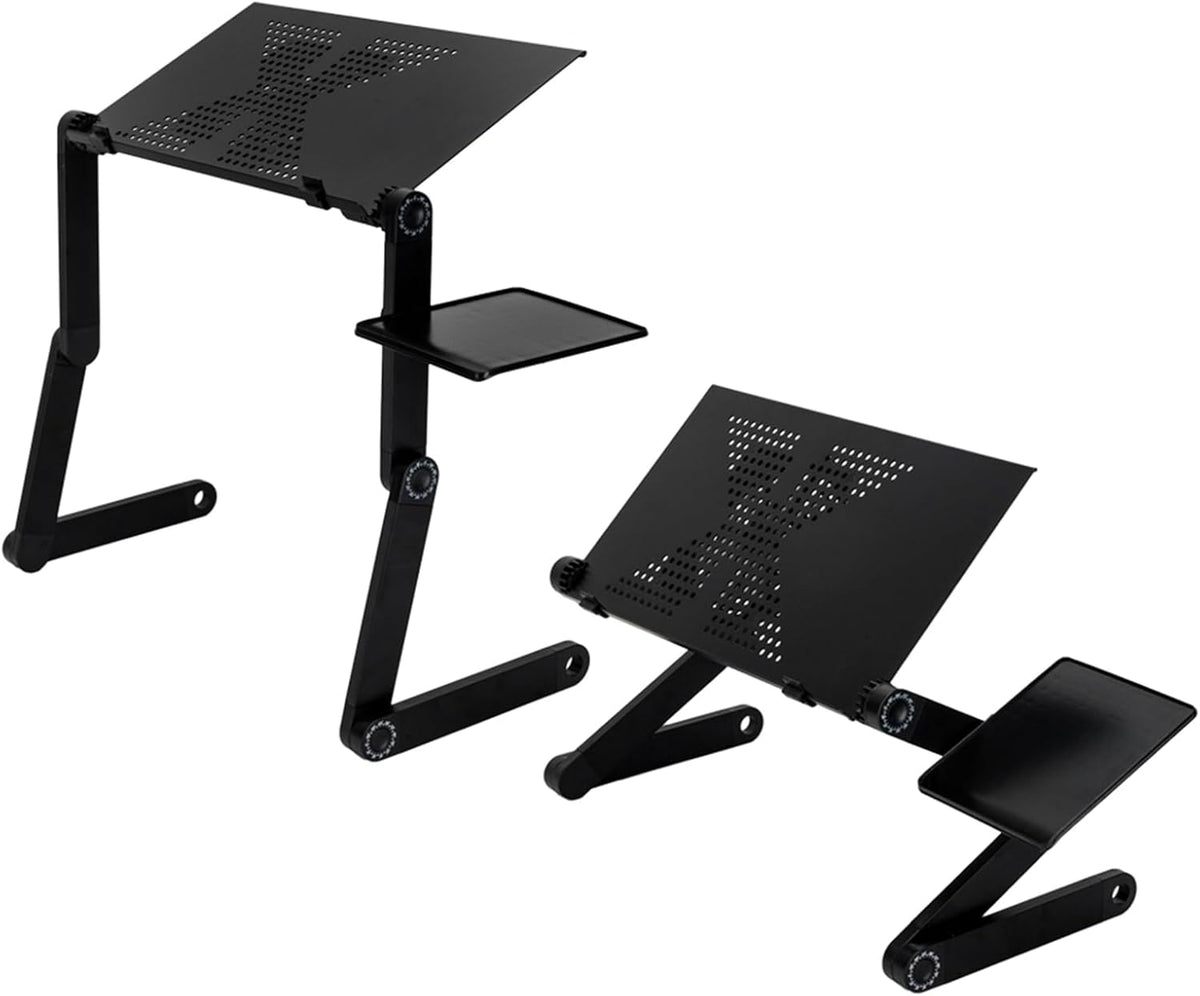 Black Adjustable Aluminum Laptop Stand Lap Desk with Mouse Pad U5176