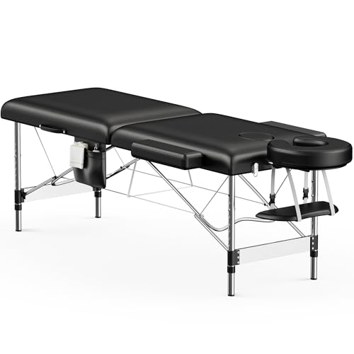 Portable 2-Fold Black Massage Table with Carrying Bag B223