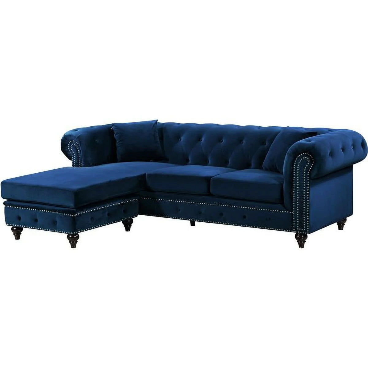 Navy Velvet Reversible Sectional Y45035