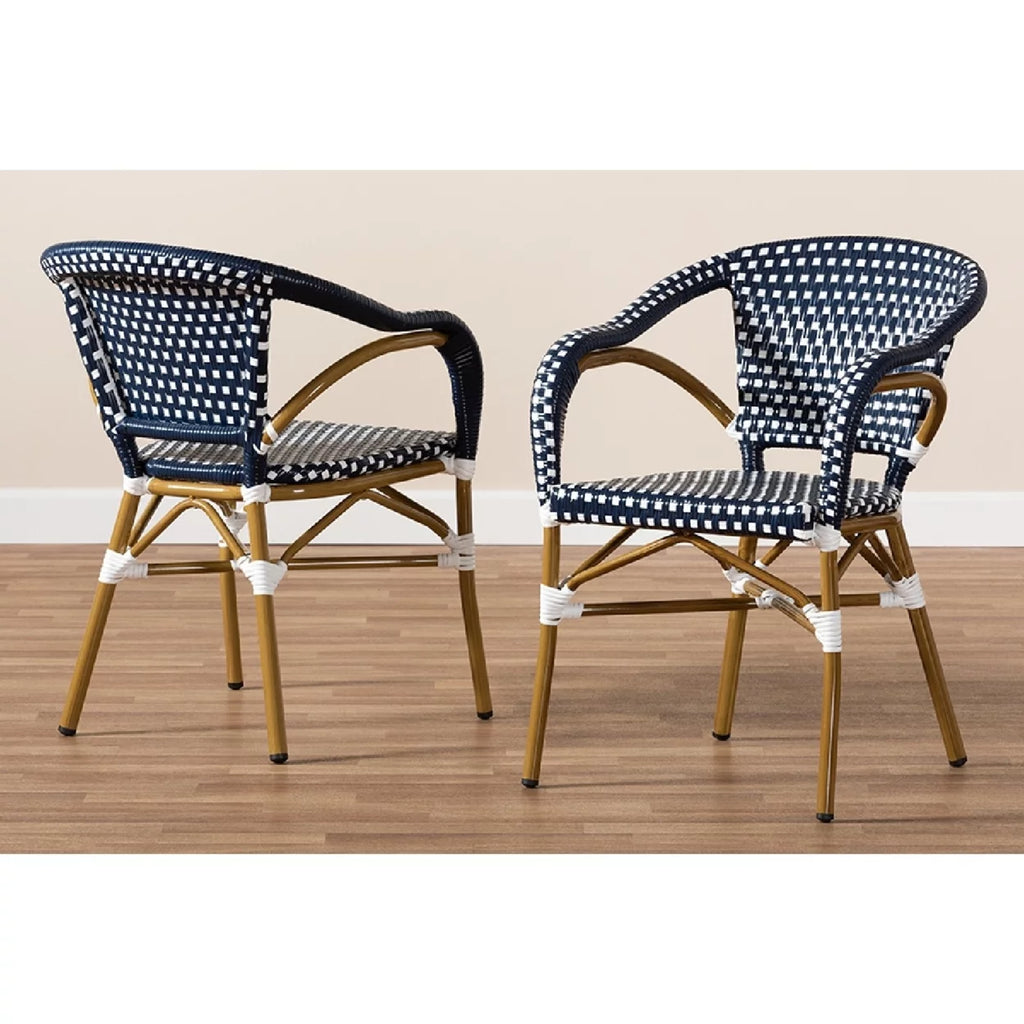 Navy and White Stackable Bistro Dining Chair Set X4918