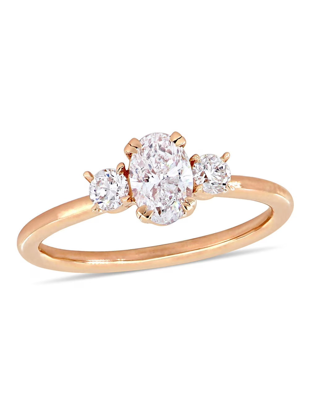 14K Rose Gold Three-Stone Diamond Engagement Ring H902