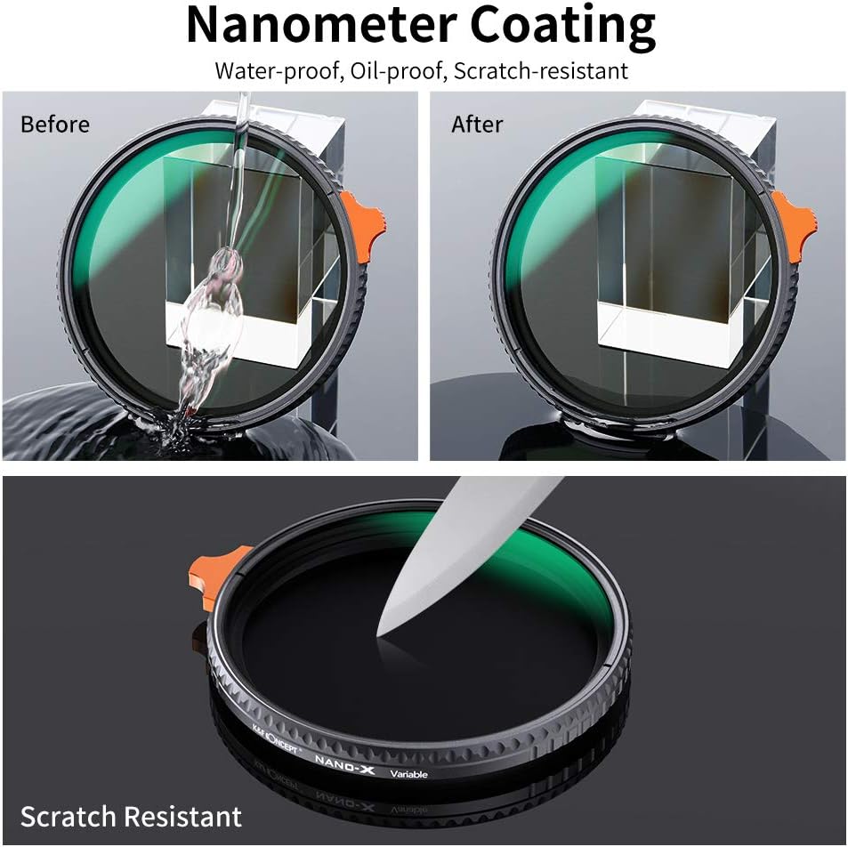 67mm Variable ND Filter ND2-ND400 with Multi-Layer Coatings AGC Glass Adjustable Neutral Density Filter B932174