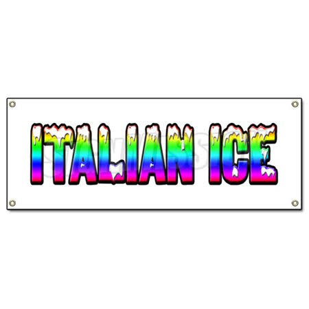 Italian Ice Banner Sign Cart Stand W5432