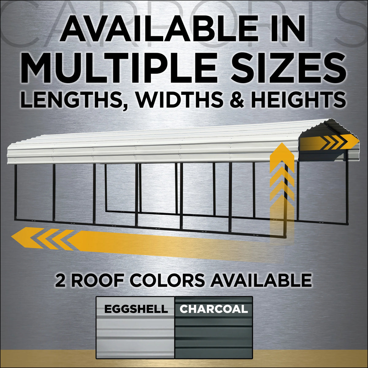 Galvanized Steel Carport Kit, 12' x 29' x 7', Charcoal U2140