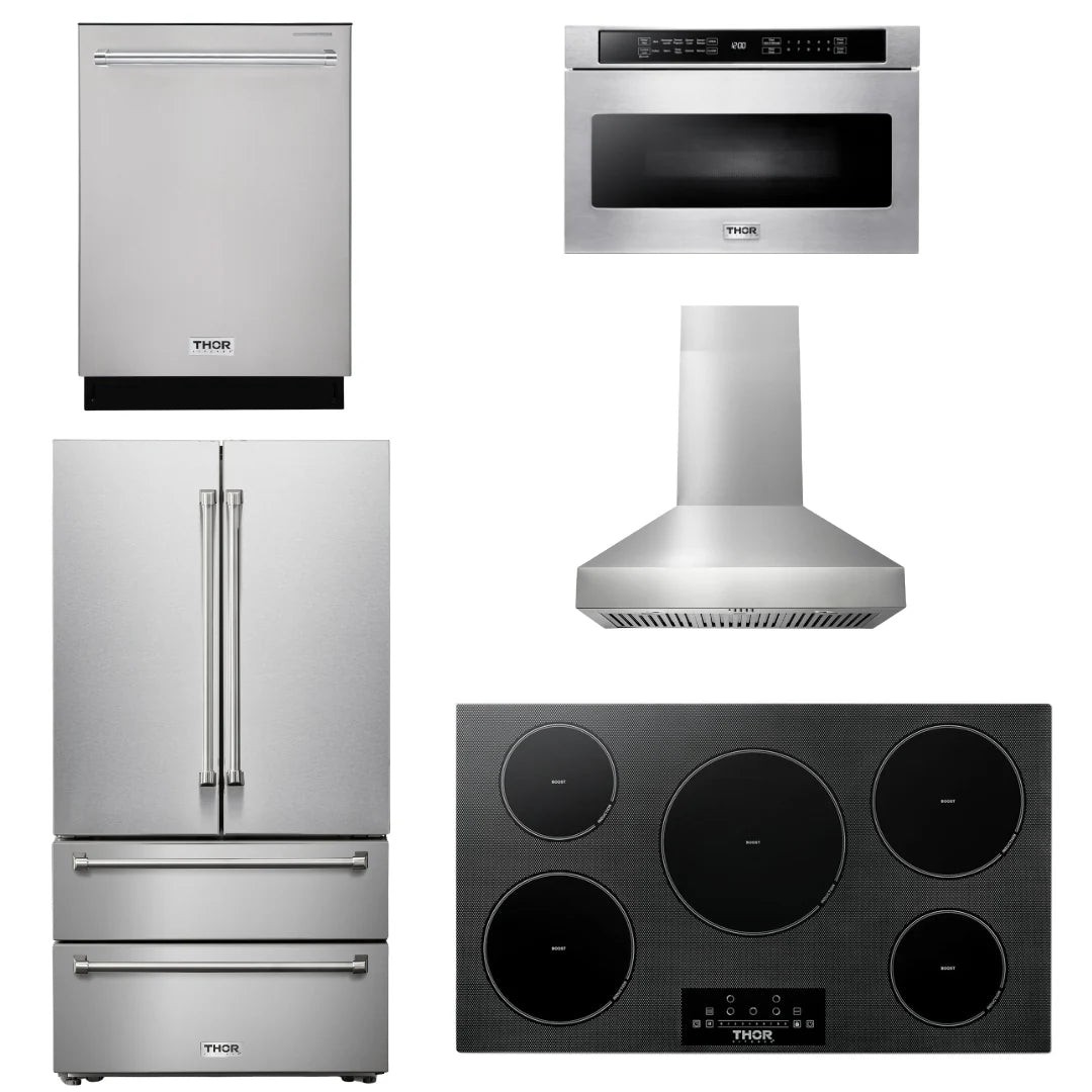 36 Induction Cooktop, Range Hood, Microwave, Refrigerator, Dishwasher C218462