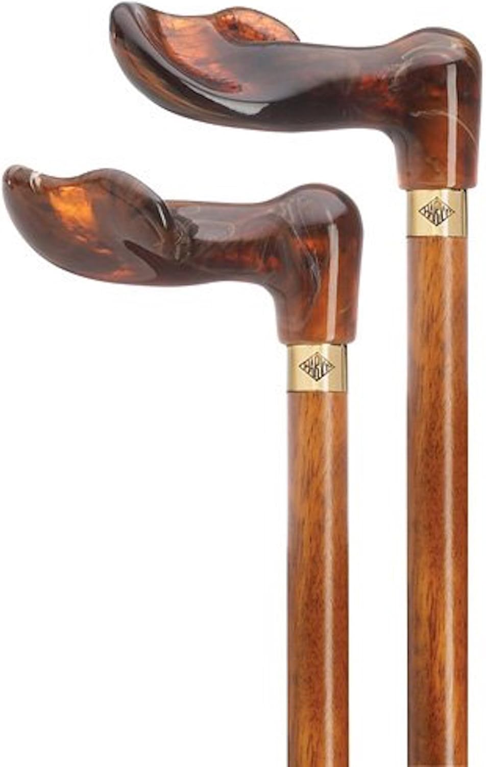 Cherry Palm Grip Cane With Amber Handle I280