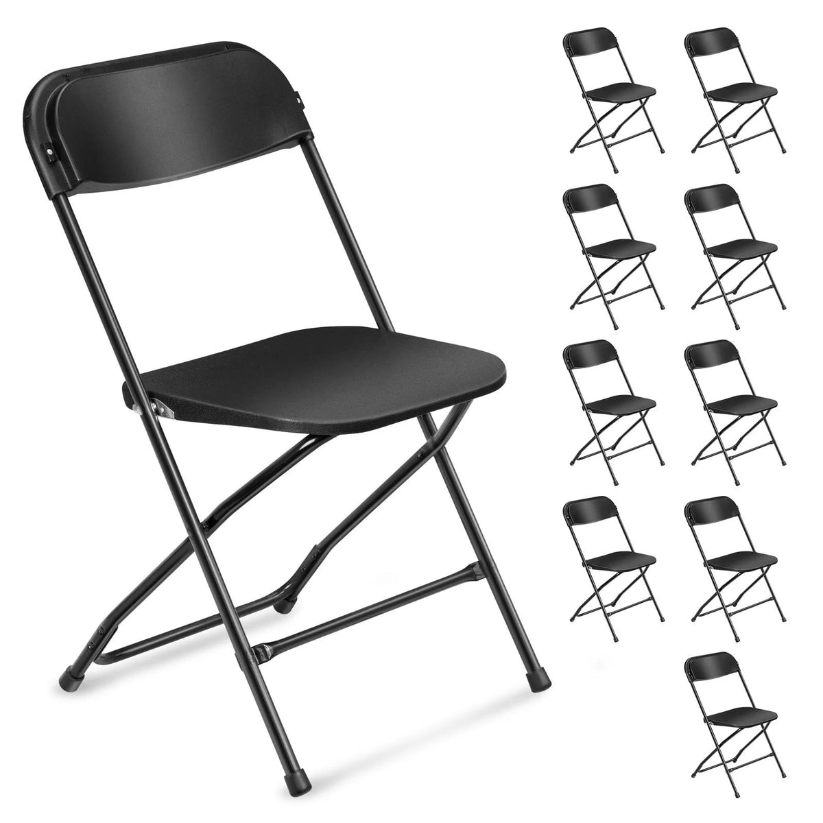 10 Pack Black Plastic Folding Chairs X4030