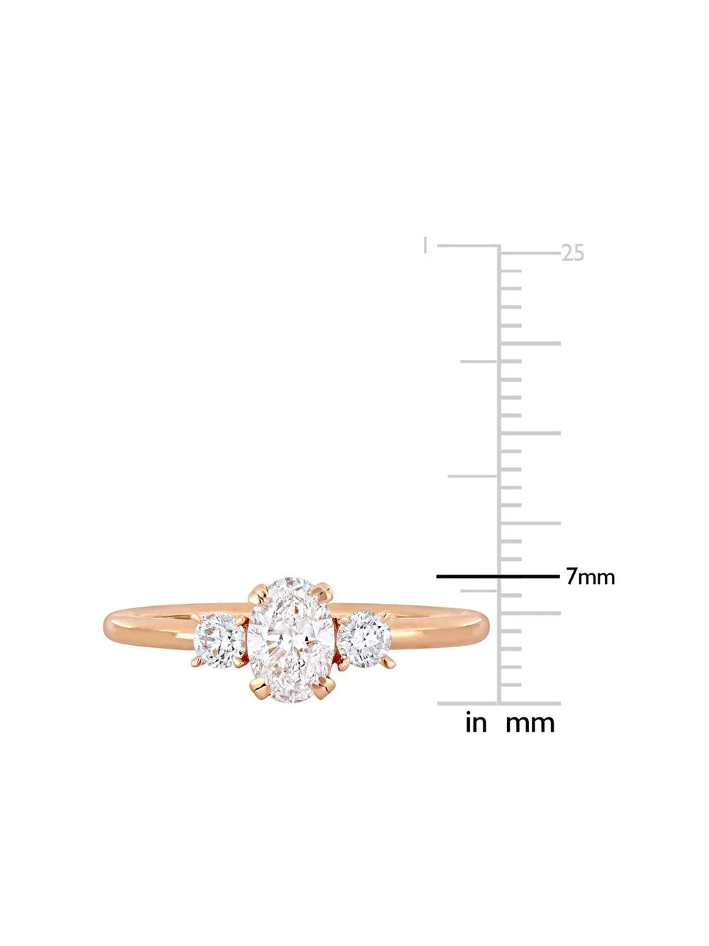 14K Rose Gold Three-Stone Diamond Engagement Ring H902