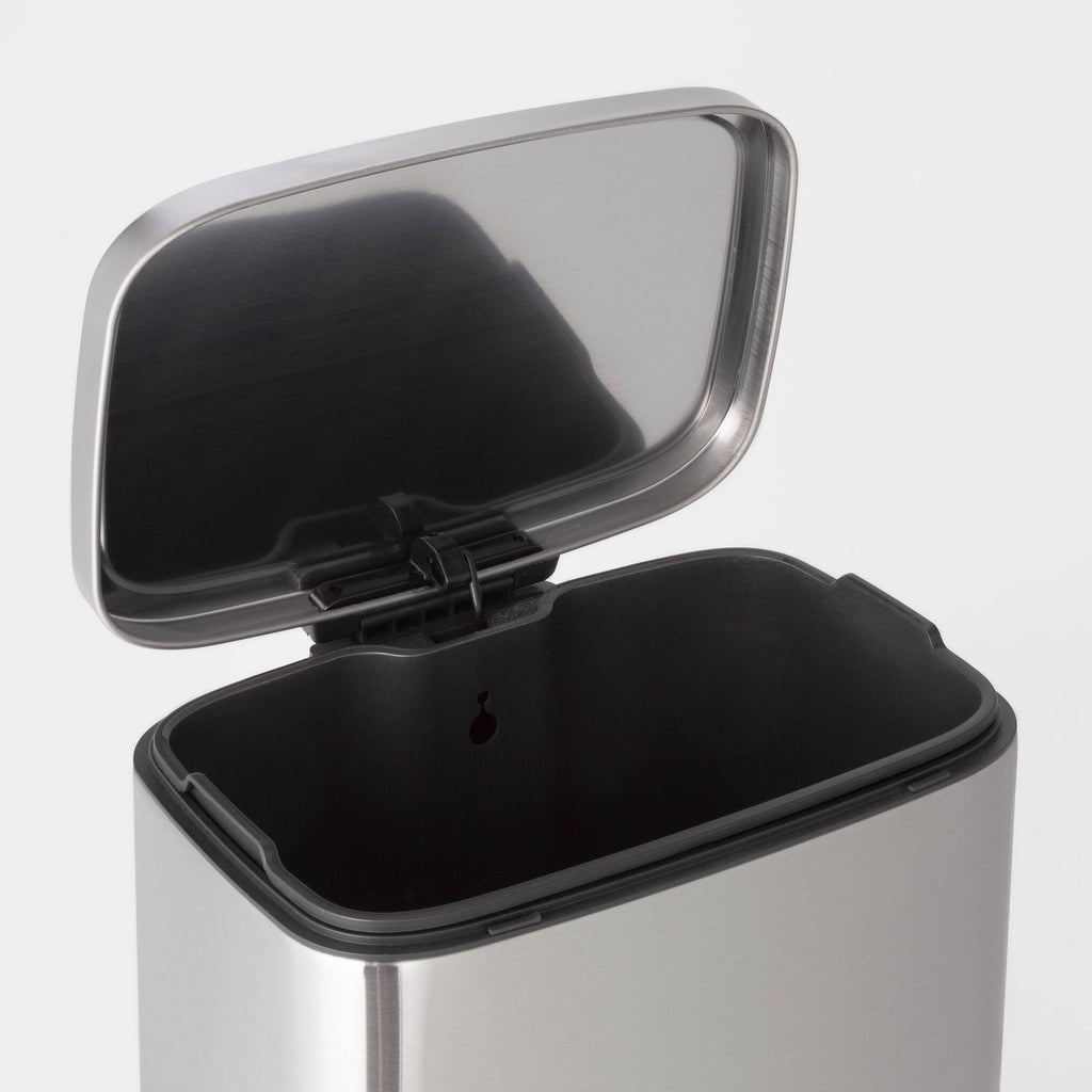 45L Rectangular Step Trash Can Silver H237