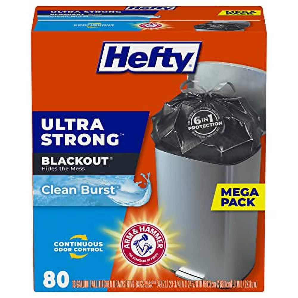 Blackout 13 Gallon Tall Kitchen Trash Bags, 80 Count B772