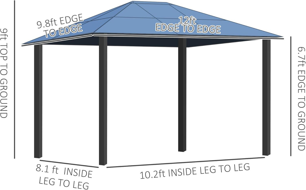Off-White 10' x 12' Hardtop Gazebo with Polycarbonate Roof Aluminum Frame D557010