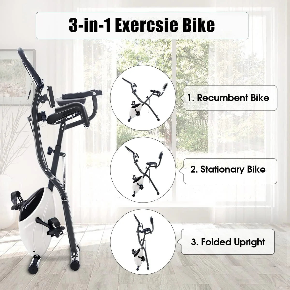 Folding 3-in-1 Recumbent Exercise Bike W630084