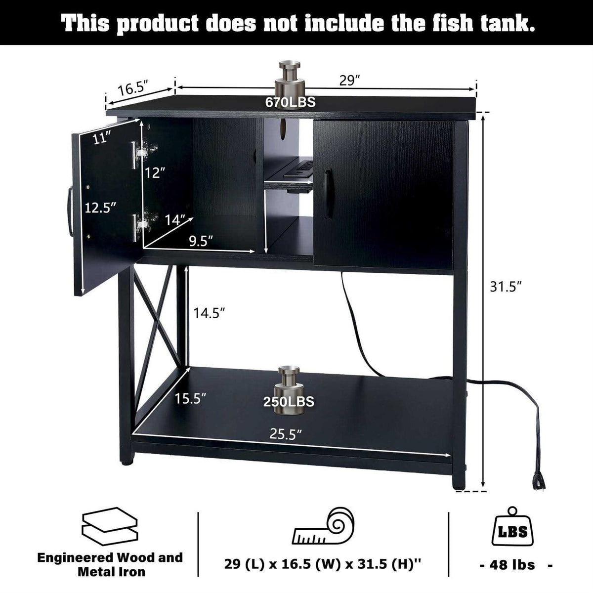 10-29 Gallon Aquarium Stand with Cabinet L2786