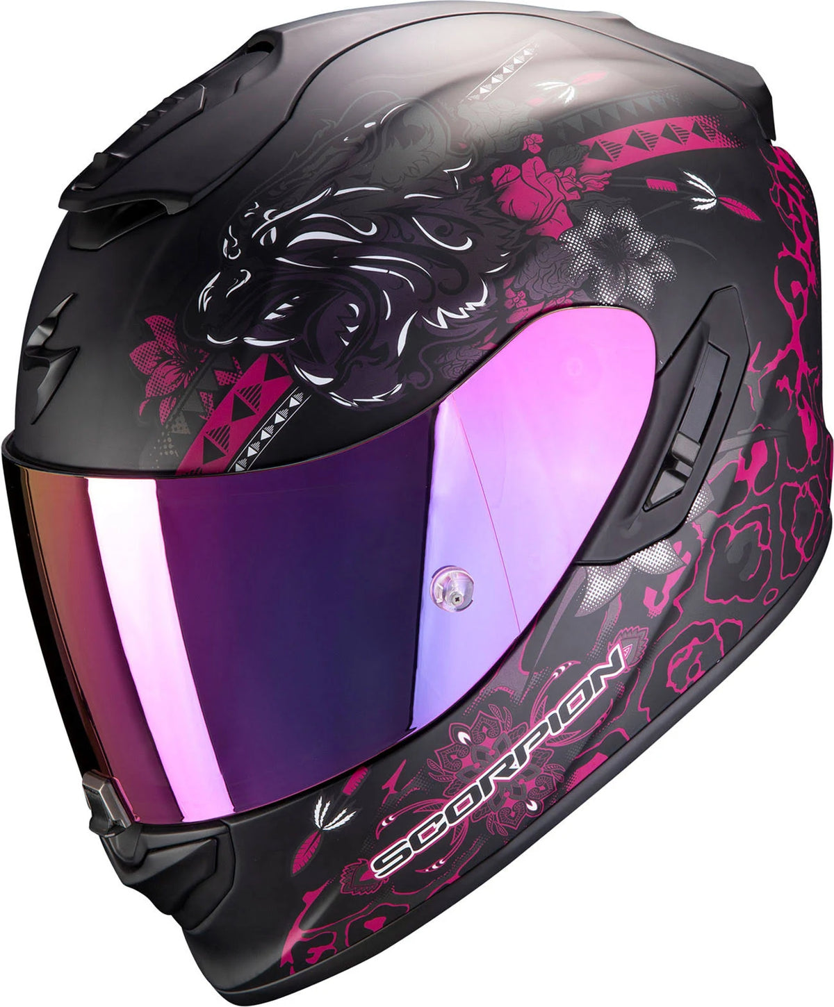 Matt Black Pink Motorcycle Helmet U874