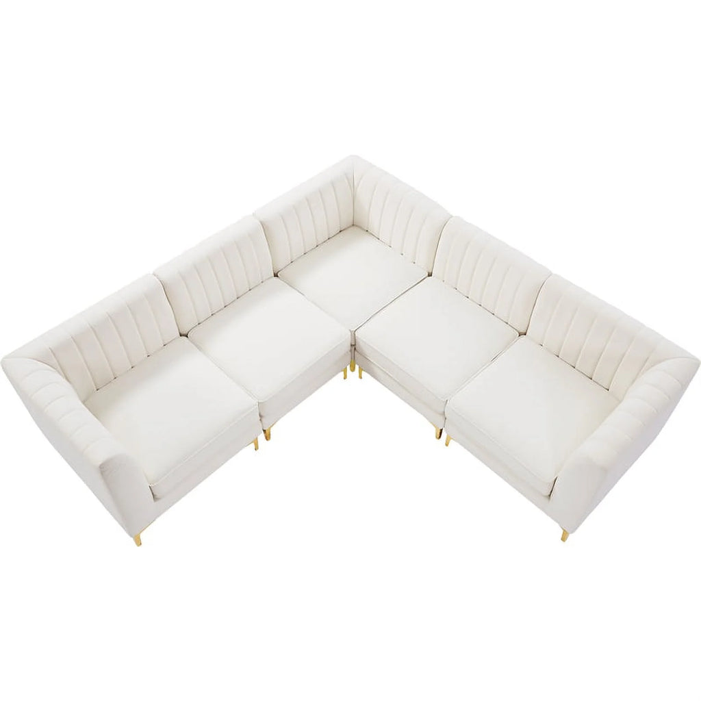 Cream Velvet Modular Sectional R57444