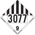 UN 3077 Miscellaneous Dangerous Goods Hazmat Placard, Rigid Vinyl (Pack of 25) N6306