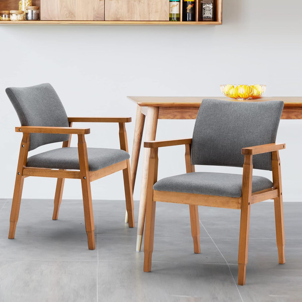 Grey Fabric Wood Dining Chairs S4050