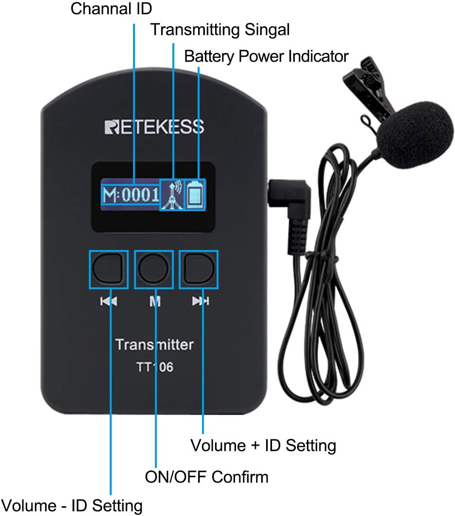 Wireless Tour Guide System with 15 Receivers and Charging Case J645