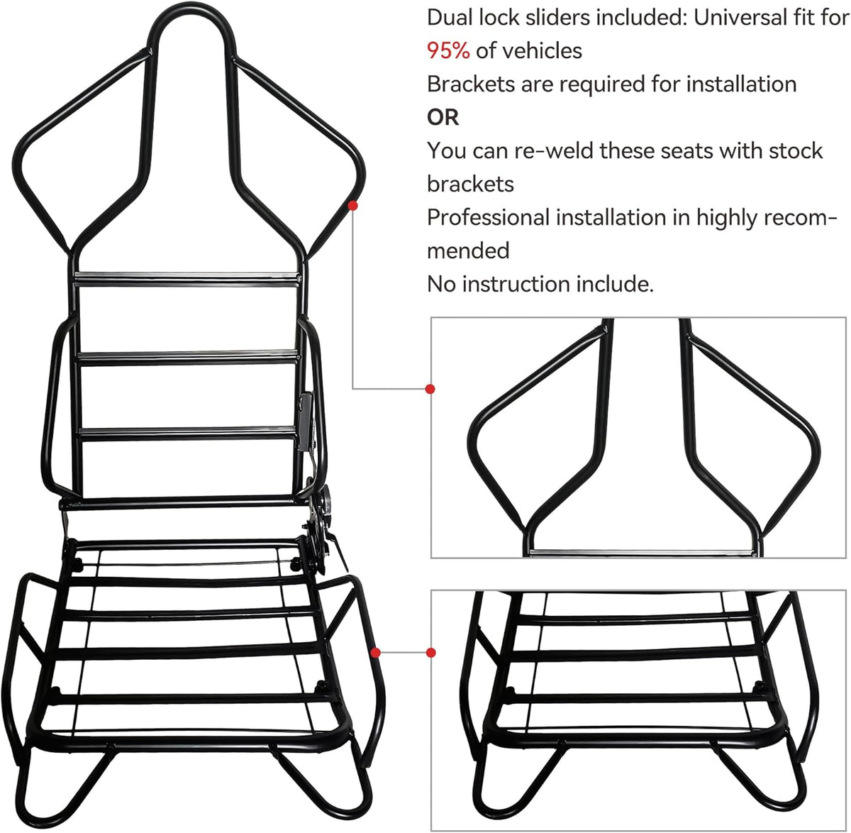 Red+Black Stitching PU Leather Racing Bucket Seat E744