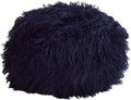 Navy Fuzzy Round Ottoman V596839