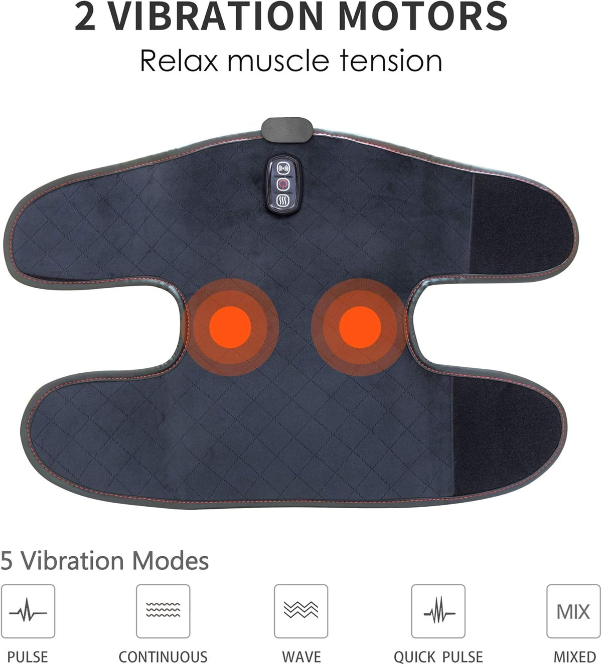 Heated Knee Brace Wrap with Massage, Large Size-Black K4903