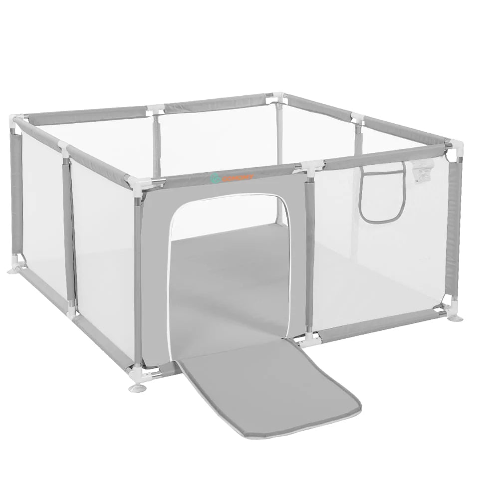 Portable 4-Panel Baby Playpen with Basketball Hoop A85494