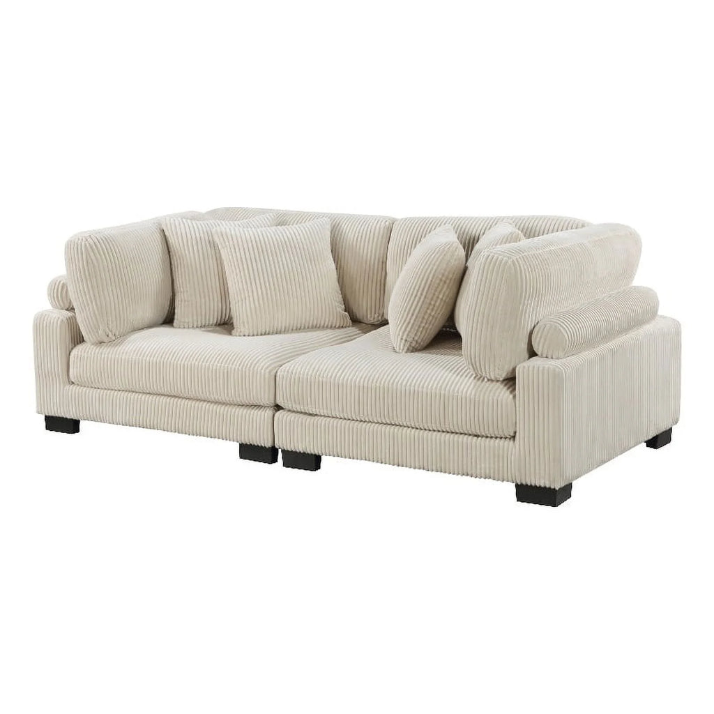 Beige Corduroy Loveseat S529