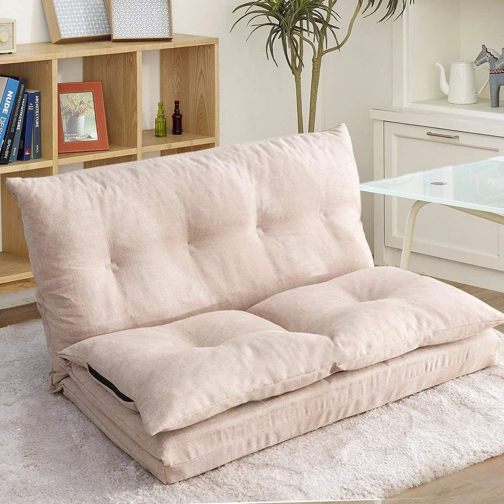 Beige Fabric Folding Chaise Sofa Floor Couch K9345