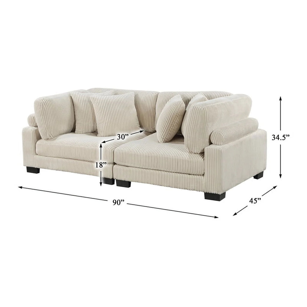 Beige Corduroy Loveseat S529