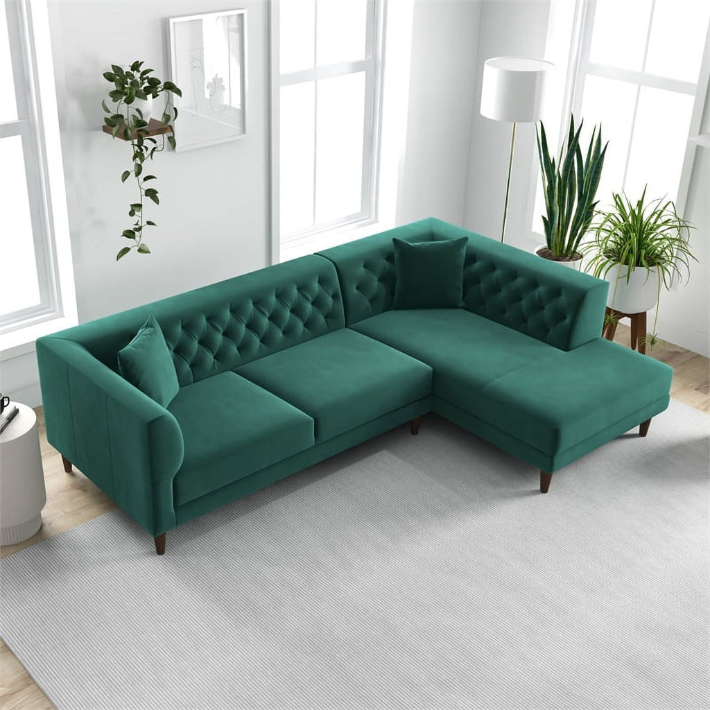 Green Microfiber Sectional Sofa A405776