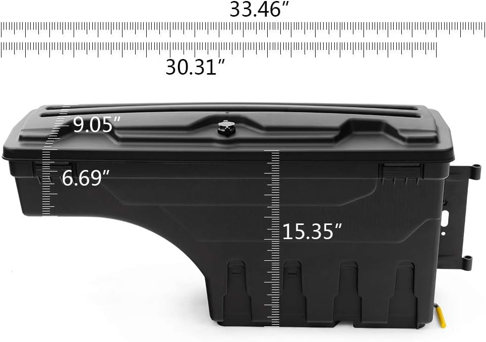 Truck Bed Storage Toolbox, Lockable Swing Case, Black, 2Pcs J875