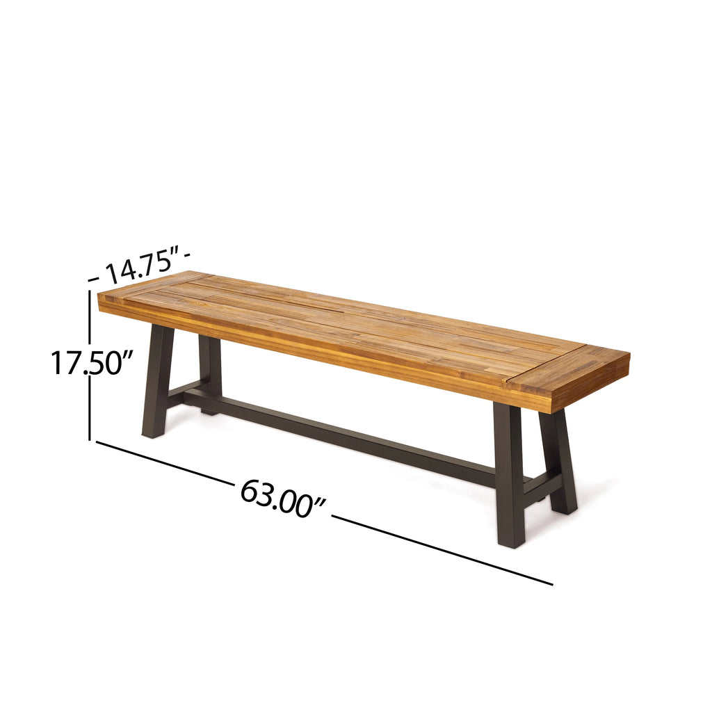 Acacia Wood Outdoor Benches Set of 2 L545572