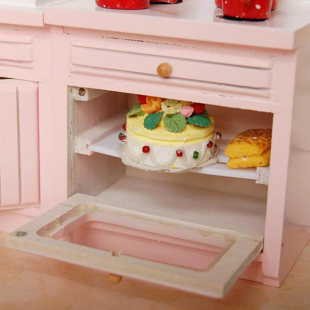 1/12 Dollhouse Miniature Birch Wood Cabinet Furniture Set L81815