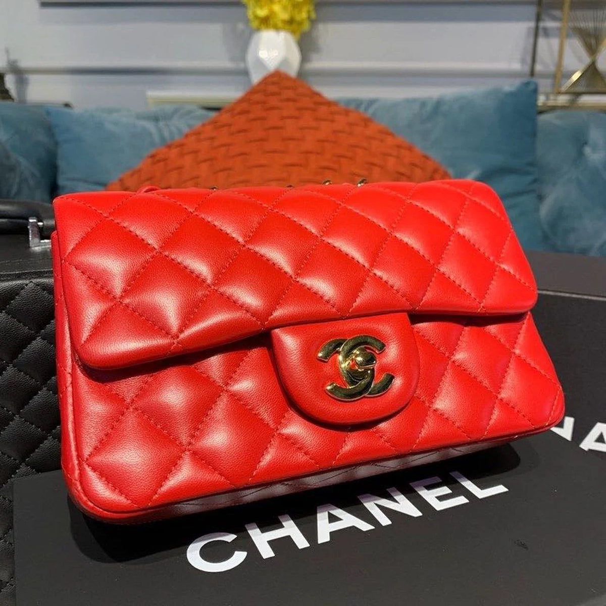 Red Mini Flap Shoulder and Crossbody Bag D822