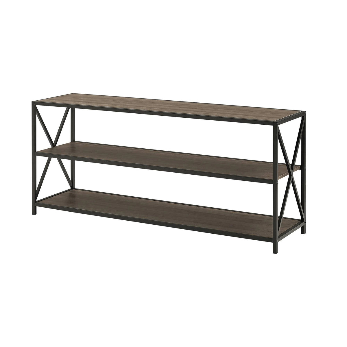 Industrial 3 Shelf Bookcase Slate Gray/Black Metal L32514
