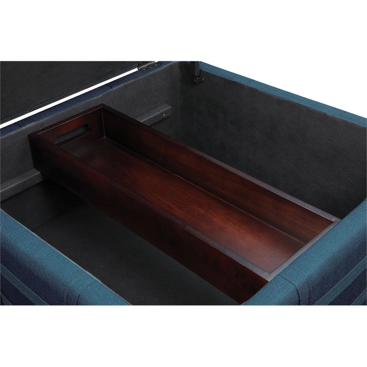Square Storage Ottoman in Azure Blue Fabric T1443
