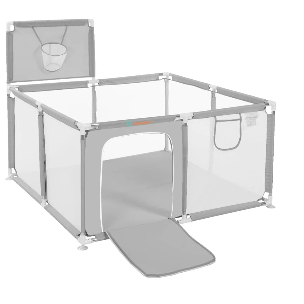 Portable 4-Panel Baby Playpen with Basketball Hoop A85494