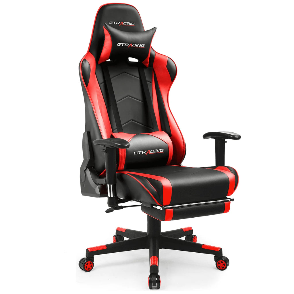 Red PU Leather Gaming Chair with Footrest S4161