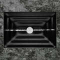 Black Glass Rectangular Sink with Silver Accent T416