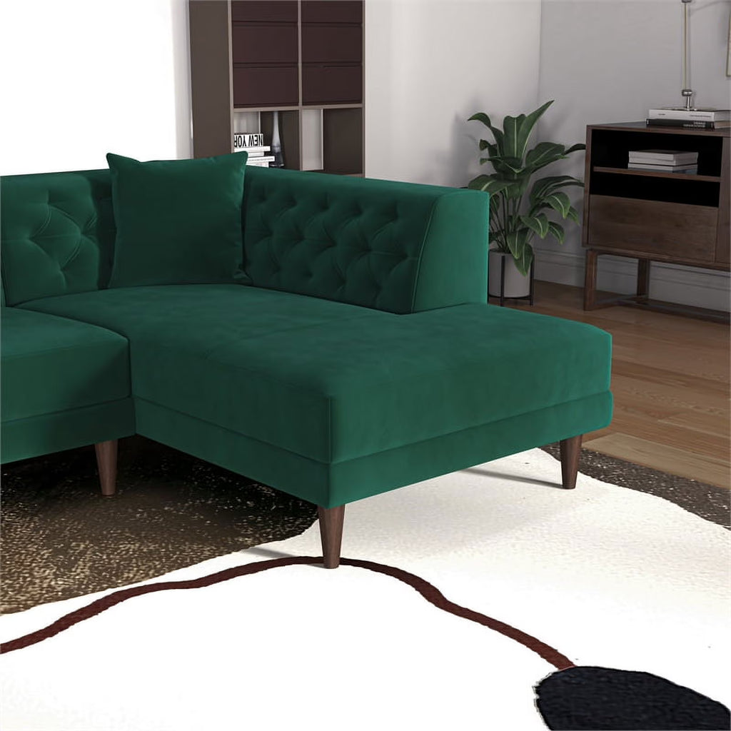 Green Microfiber Sectional Sofa A405776