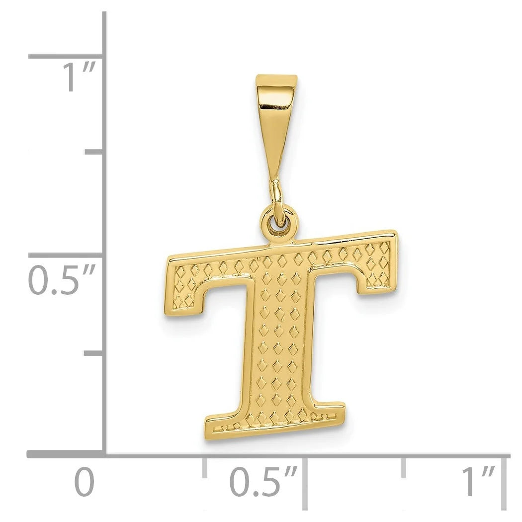 10k Yellow Gold Letter T Pendant Necklace B70807